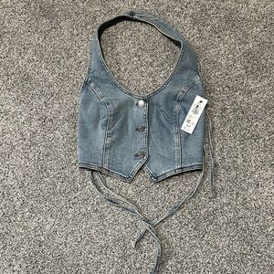 Garage Light Blue Denim Halter Vest
